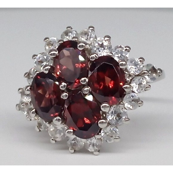 Chuck Clemency Garnet Quartz CZ Gemstone Ring STS 925 Sterling Silver Size 7 - Picture 7 of 15